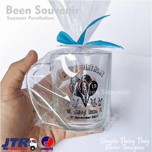 Suvenir Gelas Cangkir Mug Desain Custom Kemas Plastik