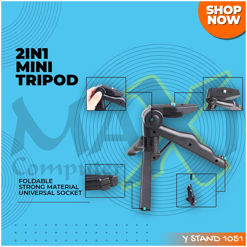 Tripod Tangan Mini Tripod DSLR Hand Tripod Camera + Holder Hp Holder kamera DSLR/Smartphone Dll