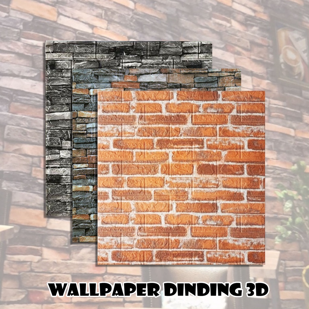 Wallpaper Dinding Foam 3D Motif Batu Bata Alam Murah