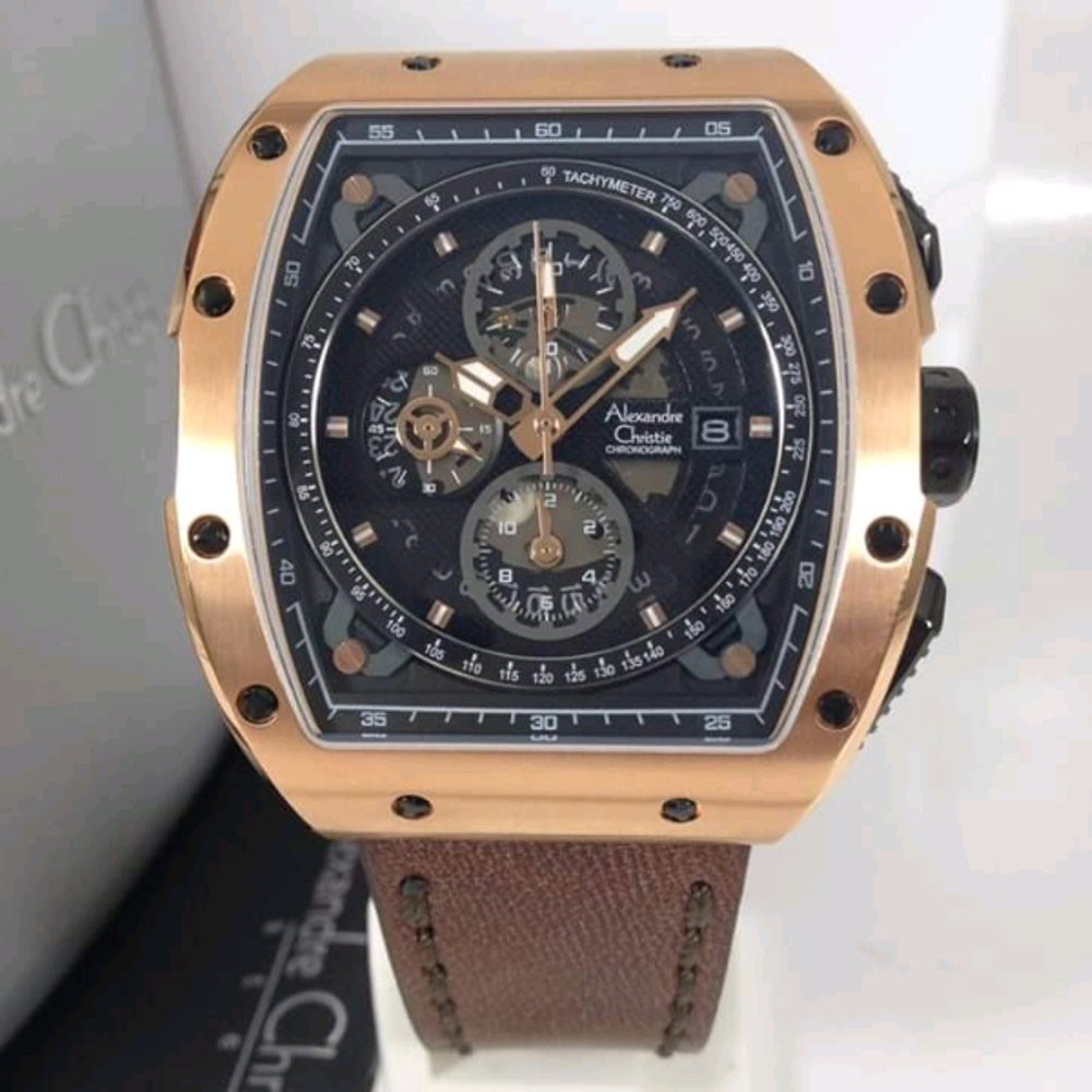 Jam Tangan Pria 4lexandre christie AC 6411  44x50mm Original