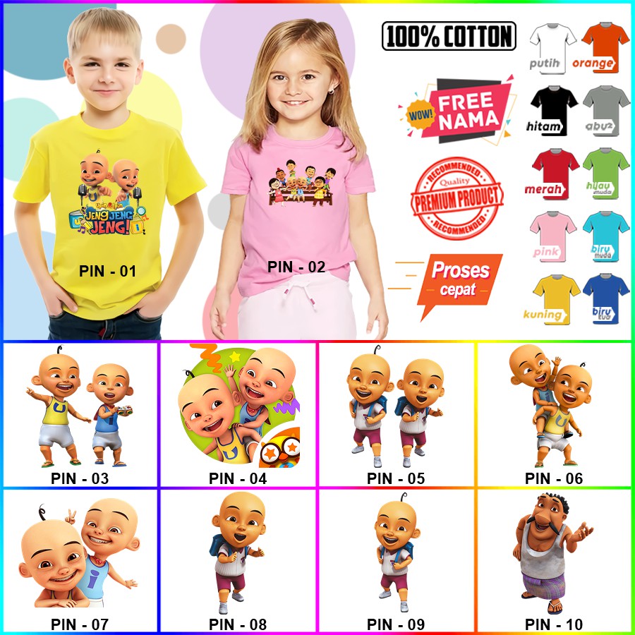 Baju Kaos ANAK DAN DEWASA UPIN IPIN COUPLE (FREE NAMA)