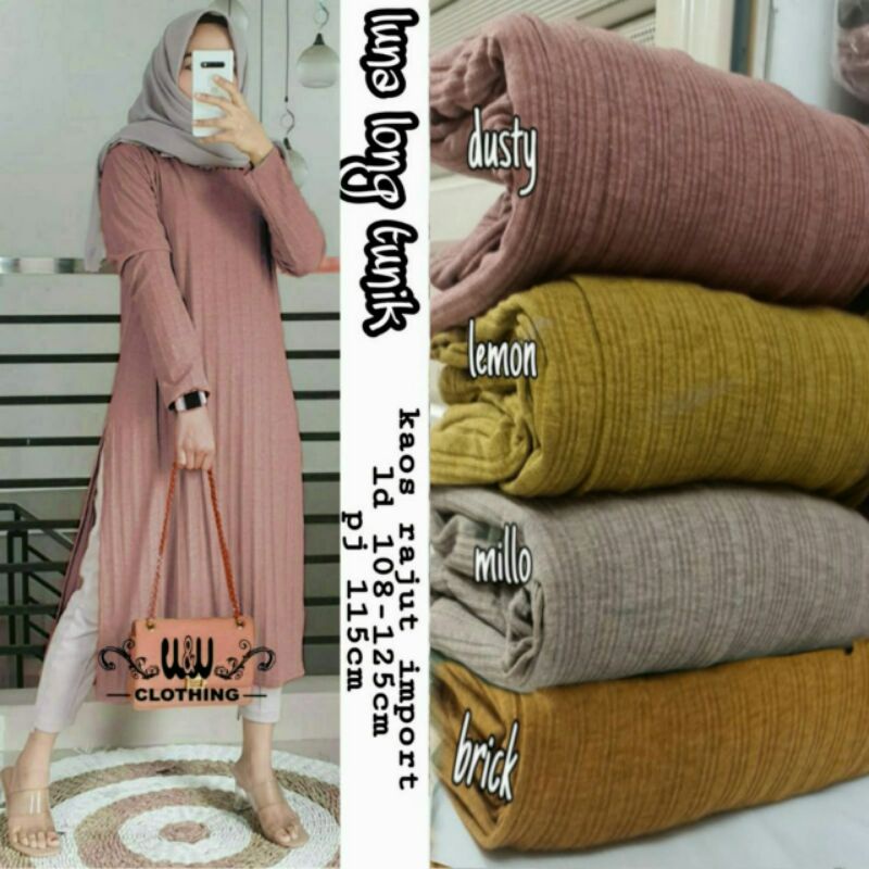 LUNA LONG TUNIK BY W&W||KAOS RAJUT IMPORT LD 108-125 PB 115