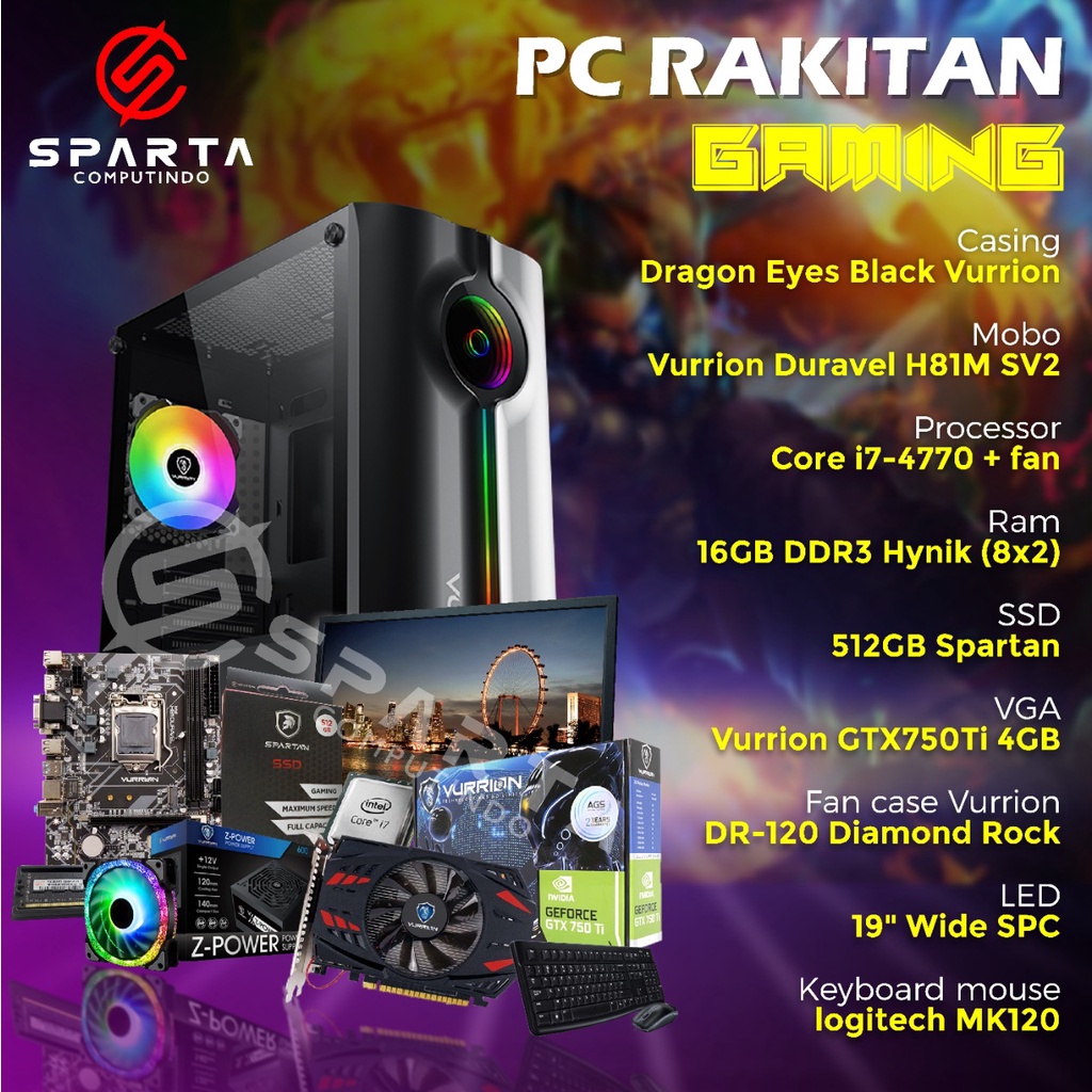 PC RAKITAN GAMING CORE I7 RAM 16GB SSD 512GB GTX750Ti 4GB DDR5