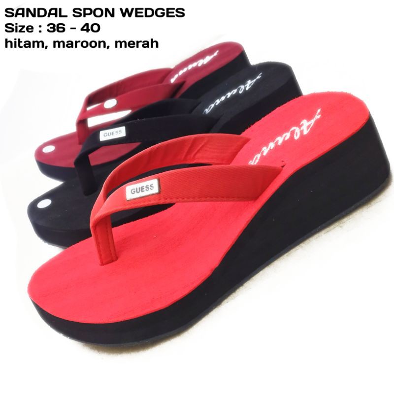 sandal wedges spons wanita sendal spons wanita