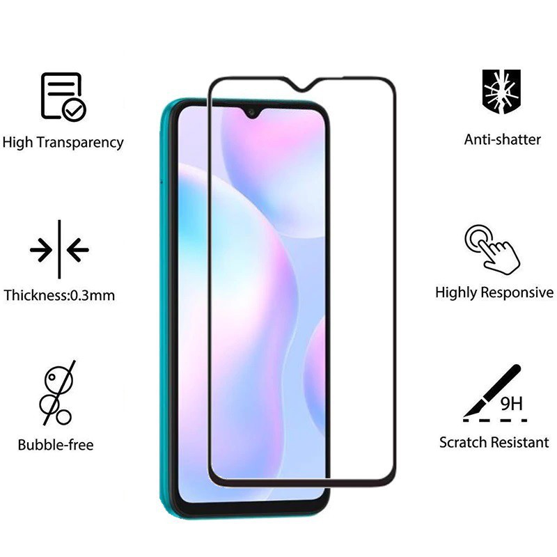 Xiaomi Redmi 9A TEMPERED GLASS FULL COVER Anti Gores Redmi 9A
