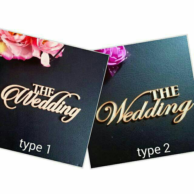 Chipboard hiasan mahar tulisan the wedding
