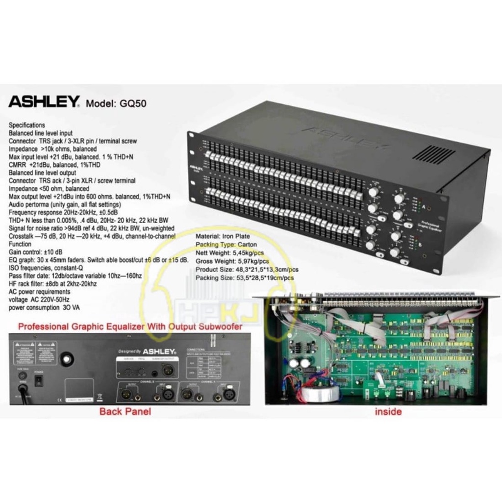 EQUALISER ASHLEY GQ50 3U equaliser ashley gq-50 3u original