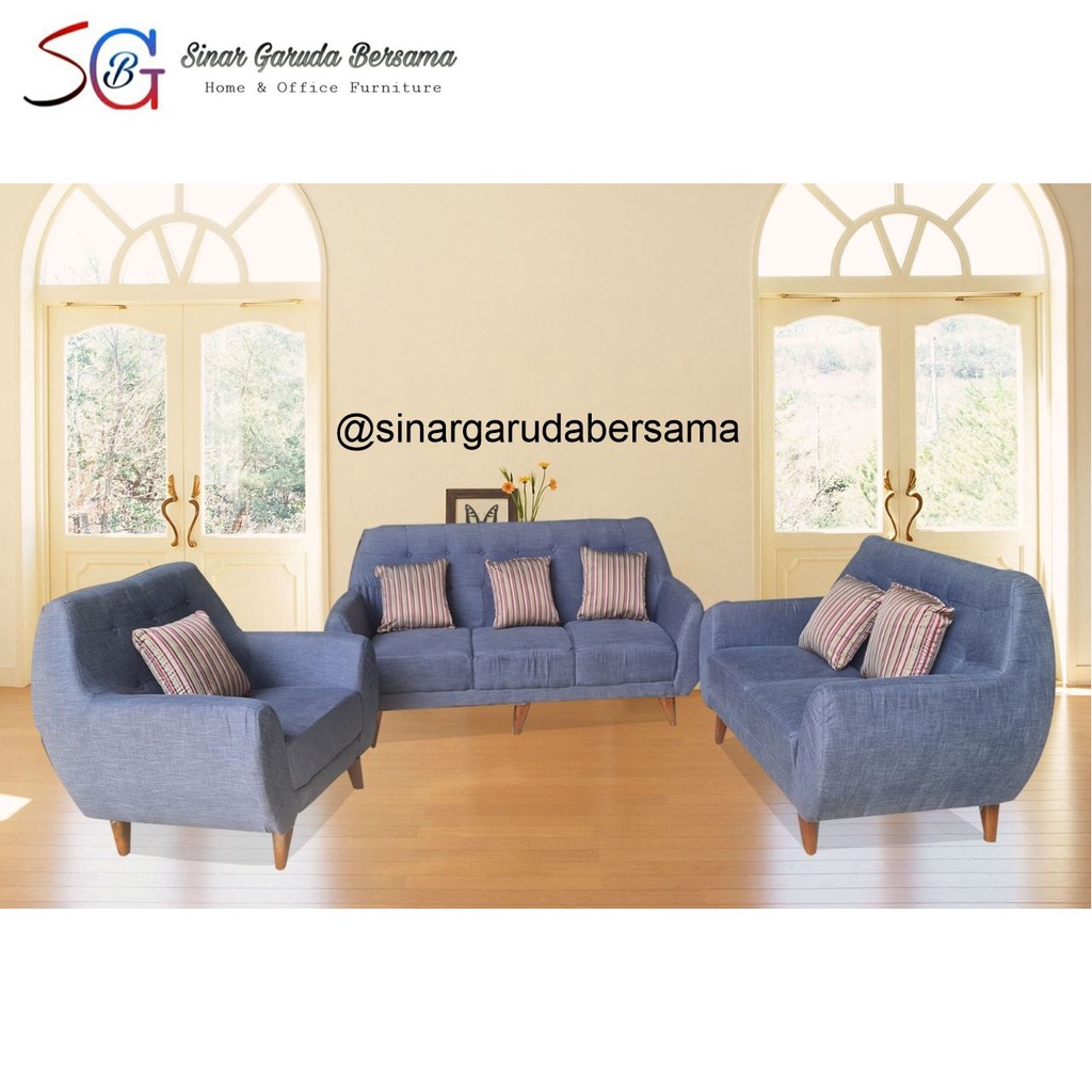 SOFA BIRU 123 BERKAKI MINIMALIS / SOFA MILENIAL MODERN