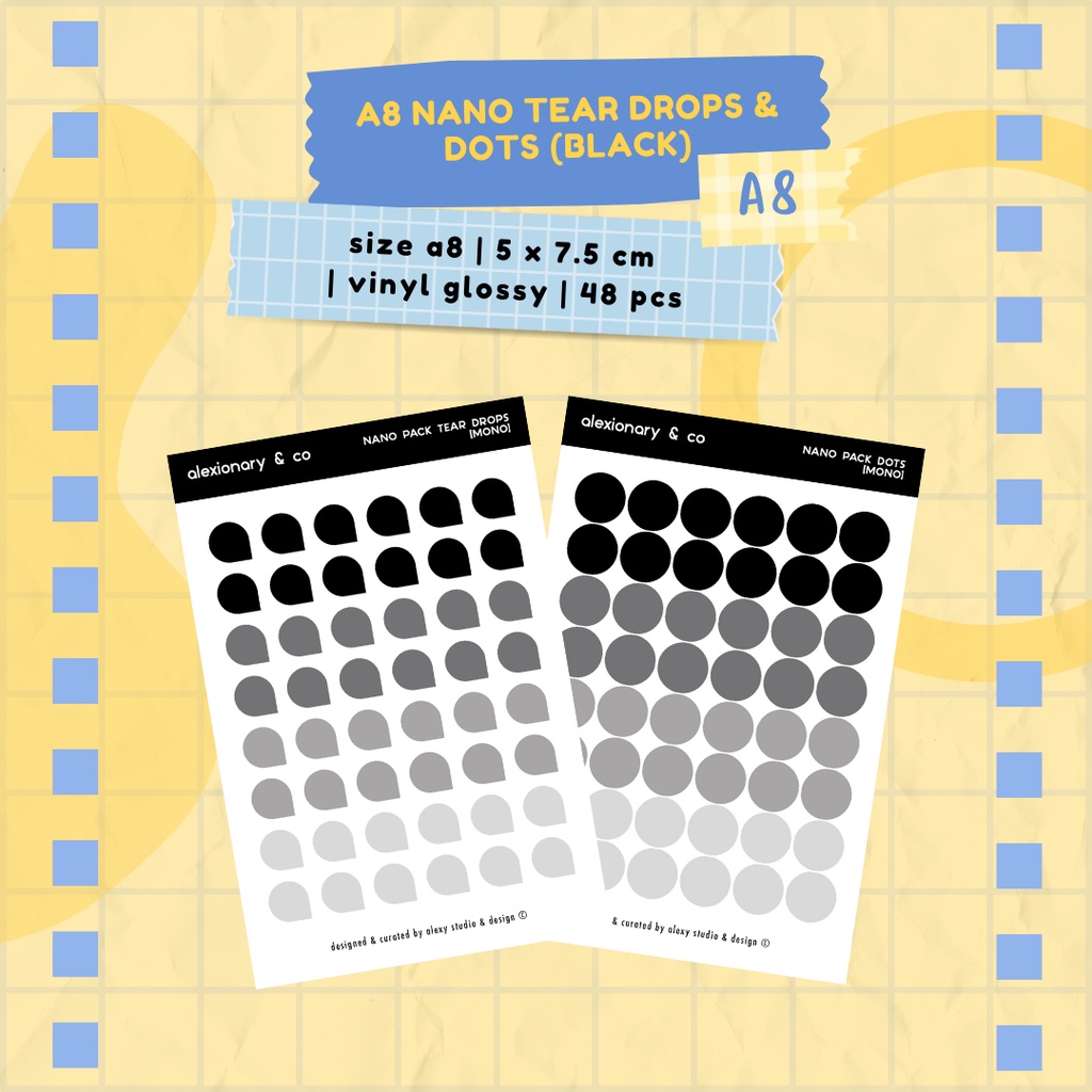 

Journal Planner Nano Tear Drops & Dots Sticker [Mono] | A8 5 x 7.5 cm | stiker murah jurnal scrapbook planner mini kecil deco cute