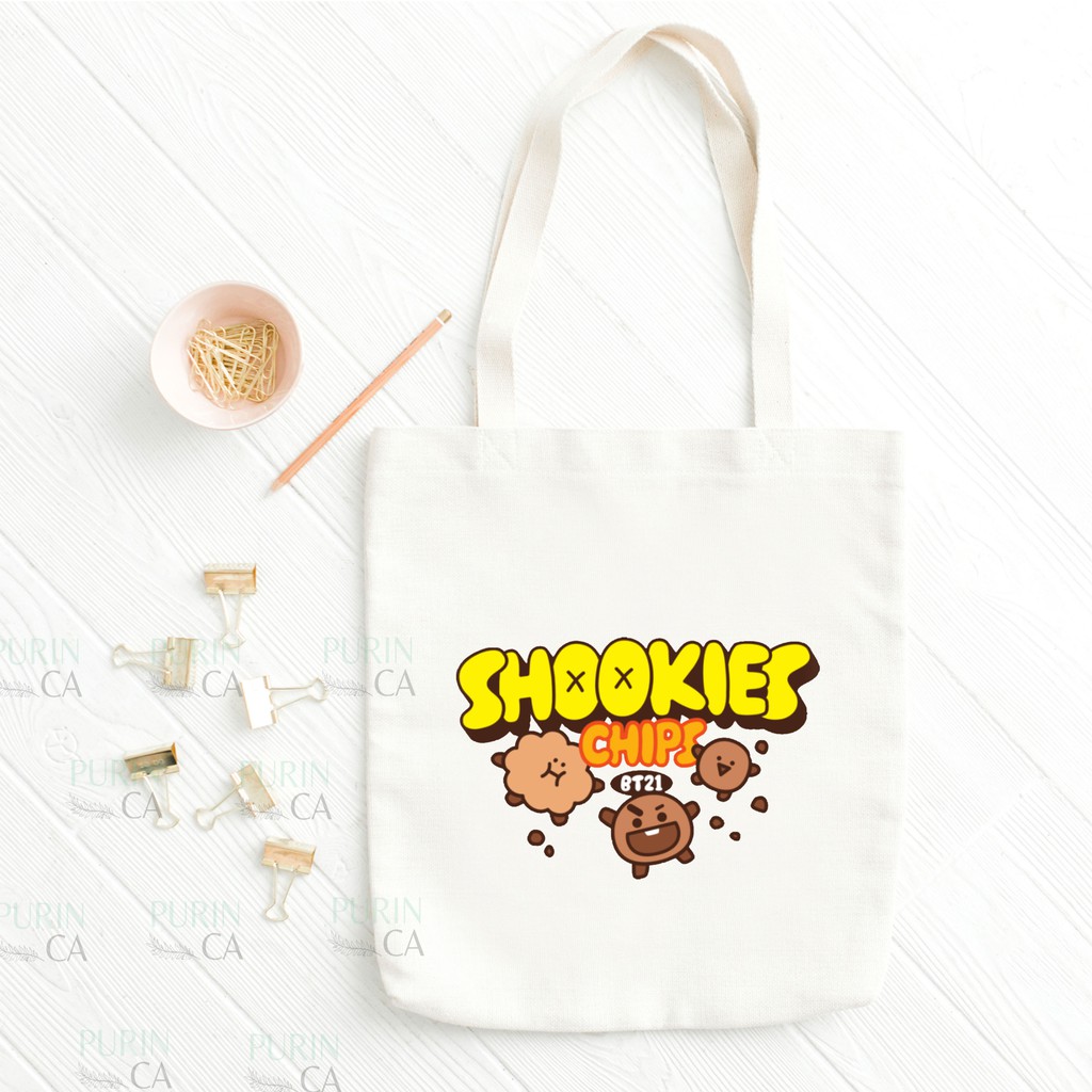 Tote bag Kanvas Custom Gambar Korea Comic and Snack Cartoon