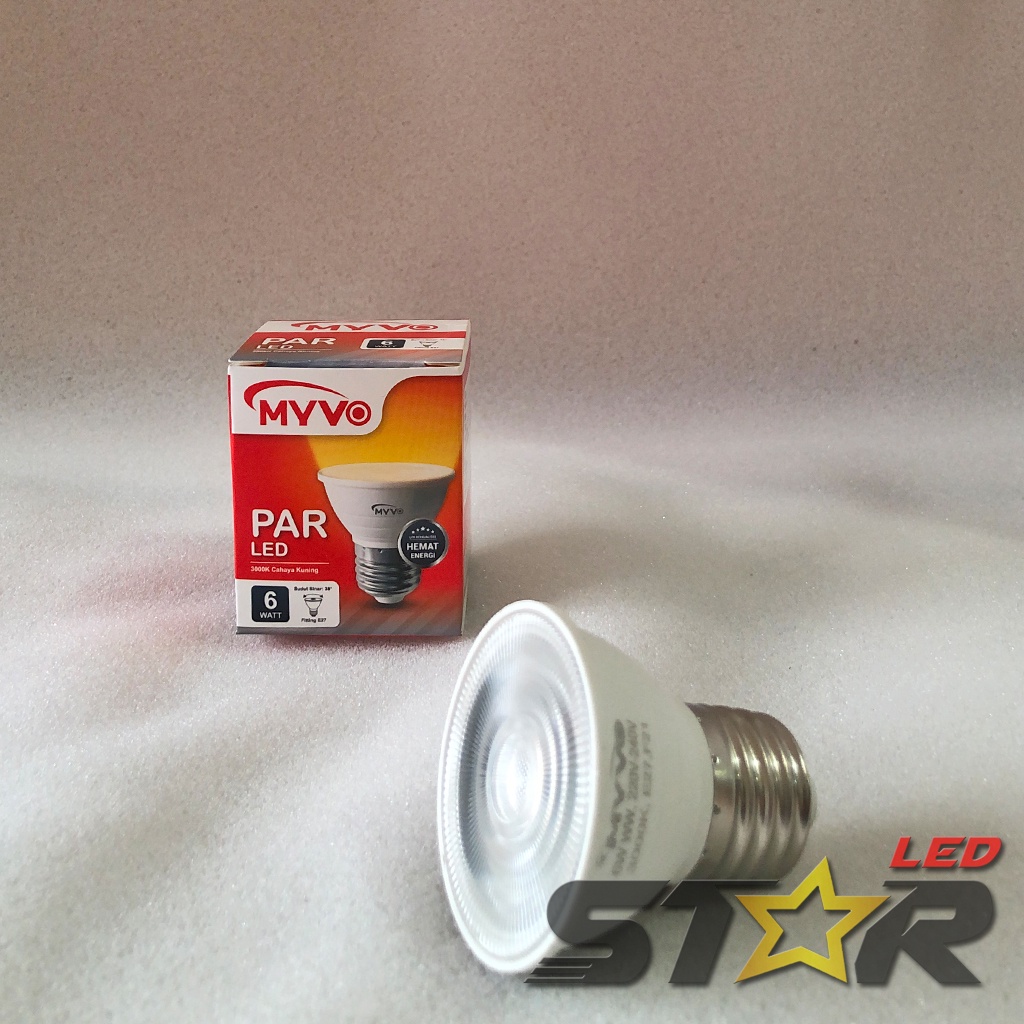 MYVO LAMPU PAR LED SOROT 6 WATT MHL 01 LAMPU DEKORASI SPOT 6W WARNA KUNING WARM WHITE TERMURAH IRIT TAHAN LAMA STAR LED