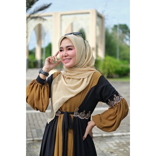 ready siap kirim Kayla dress/dress caramel/dress renda simple/dress anggun/dress terbaru aldisa/dres