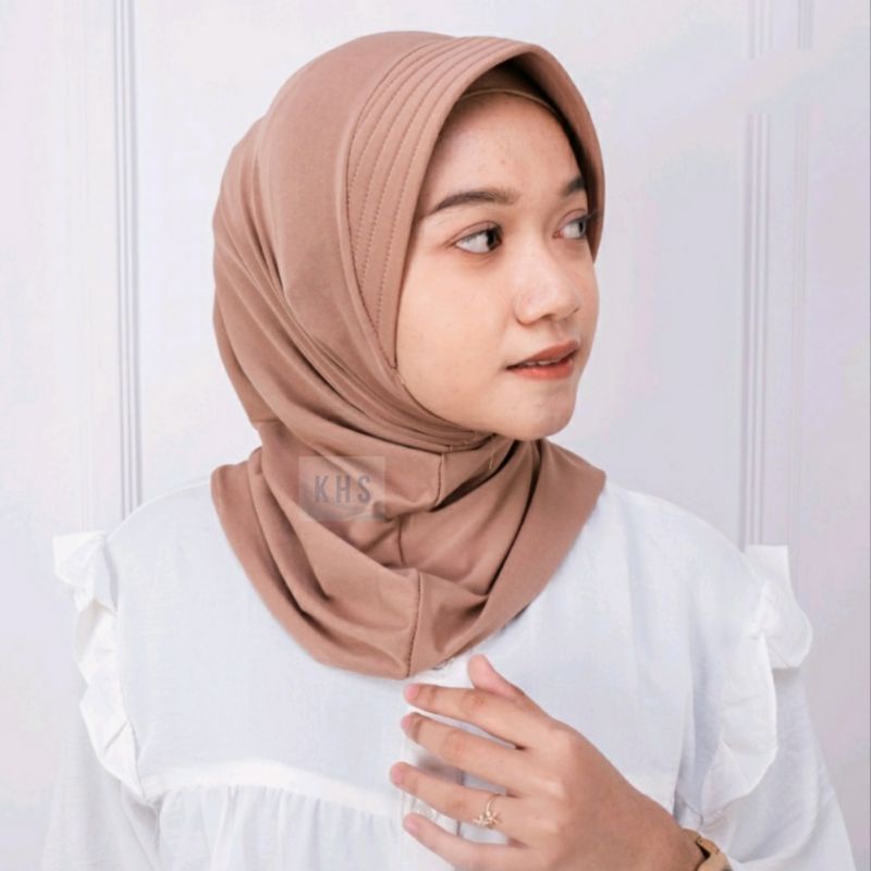 Jilbab Sport / Hijab Instan Sporty Jilbab Volly Jilbab Bahan Jersey Lycra Instant / Bergo Sport Kerudung Olahraga KHS-7