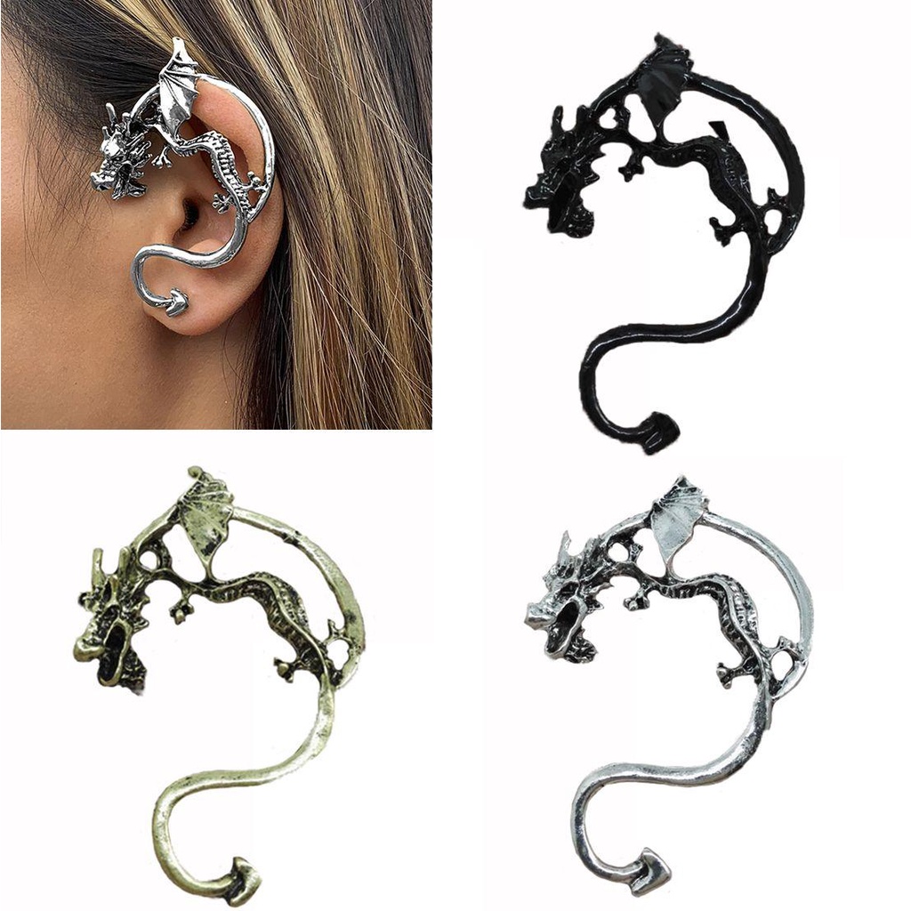 Lily Ear Clip Klip Tulang Telinga Gaya Gothpunk Tiga Dimensi Retro Pria Dan Wanita