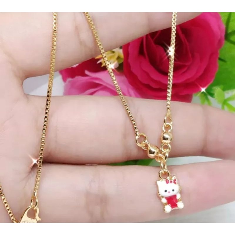 kalung gold blink liontin hello kitty merah