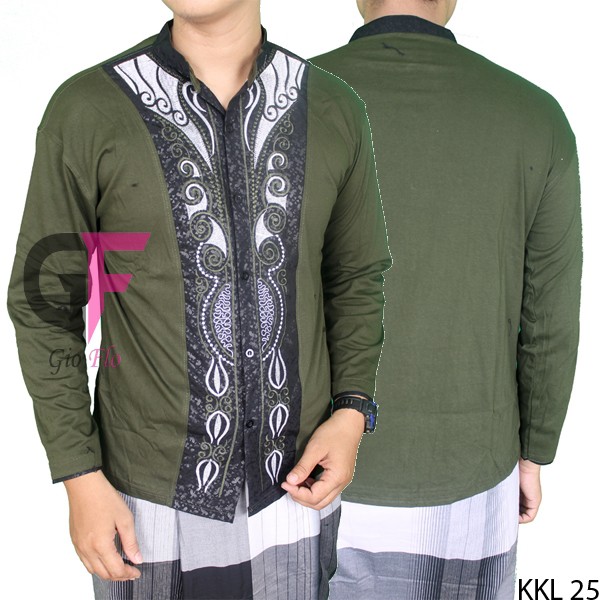 GIOFLO Kemeja Kekinian Muslim Modern Pria Green / KKL 25