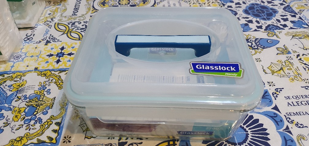 Tempat Makan 2.7 Ltr Glasslock Handy Wadah Makan Lunch Box - Biru