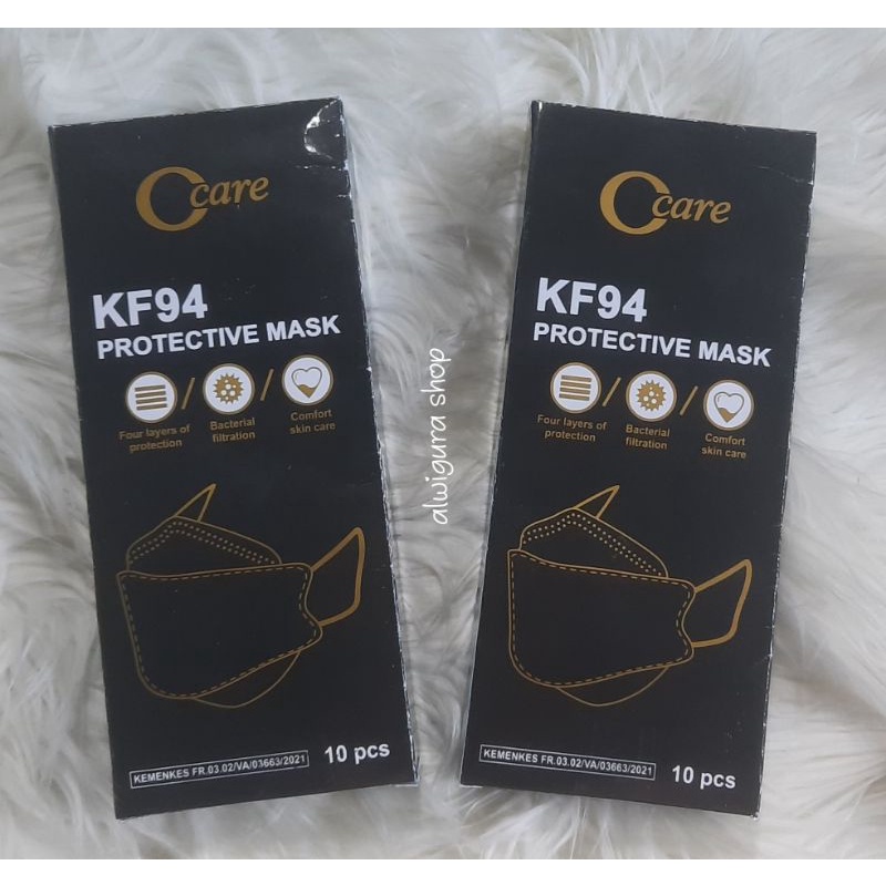 Masker KF94 evoo c care 4 ply dispossable face mask masker korea oppa hitam putih abu earloop