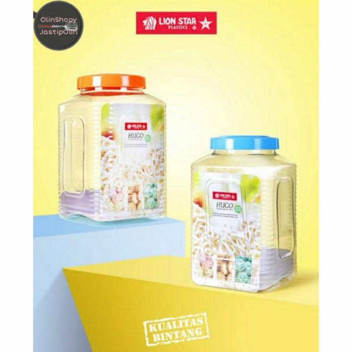 Hugo Square Jar 10 L Lion Star/Toples Plastik Besar/Toples Krupuk Segi