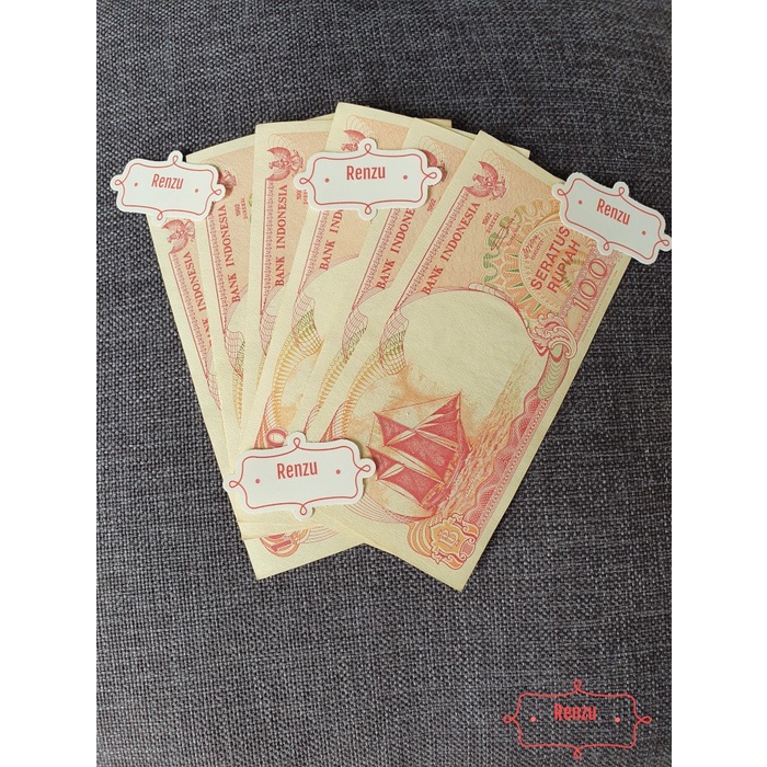 Uang Kertas Lama Kuno Rp 100 Rupiah Perahu Pinisi Merah Mahar Koleksi