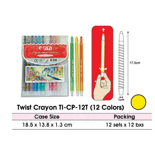 

twist crayon titi putar 12 warna krayon non toxic