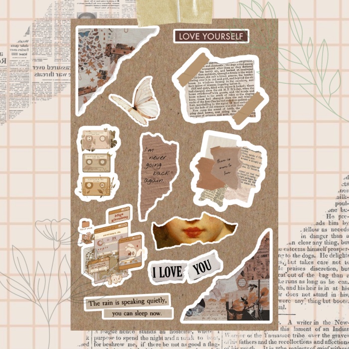 Brown Vintage Stickers Pack | stiker coklat aesthetic | stiker vintage | stiker retro | stiker Hp/laptop/jurnal/memo/scrapbook | stiker murah-Brown 2