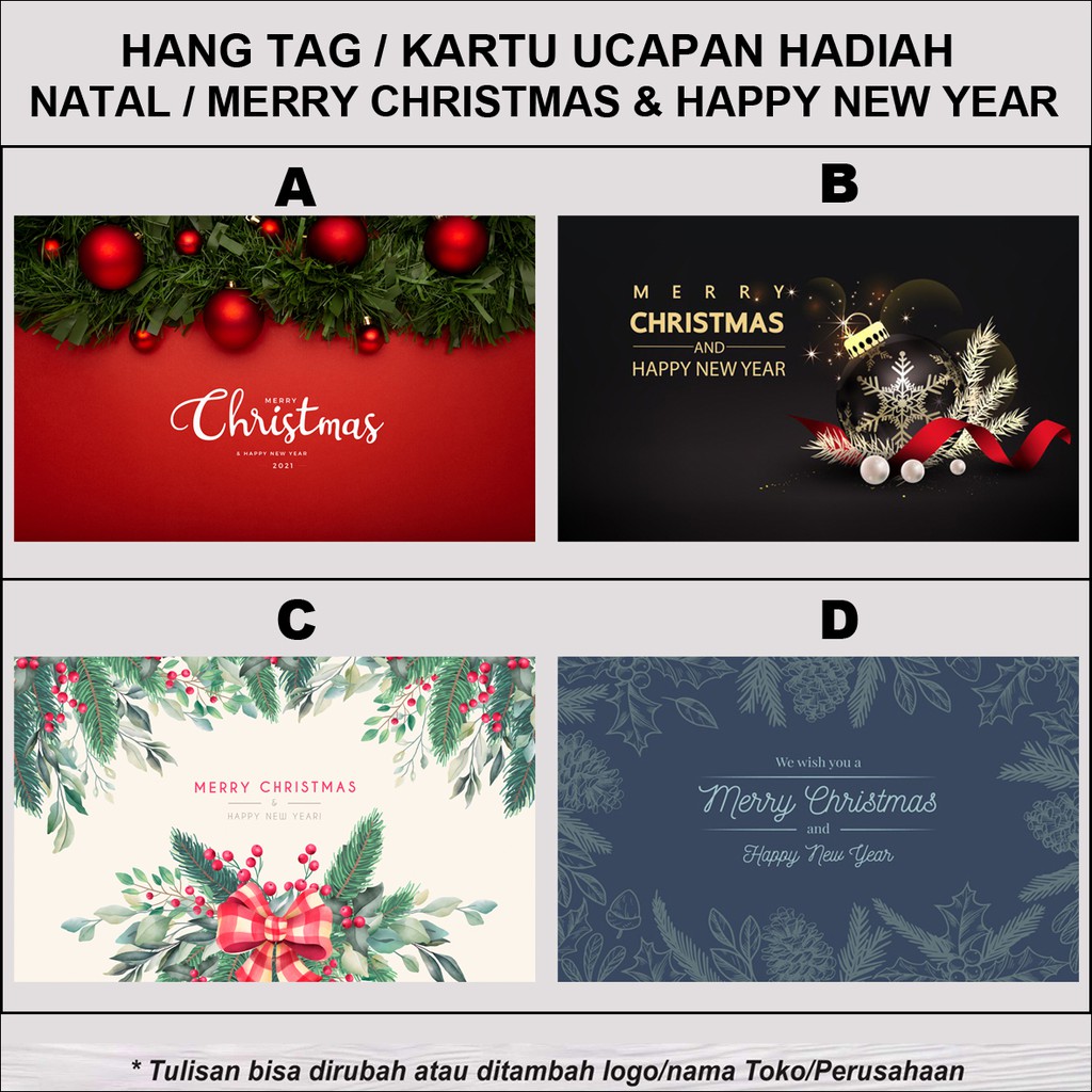 

Hang Tag Kartu Ucapan Label Hadiah Parcel Natal Merry Christmas Happy New Year