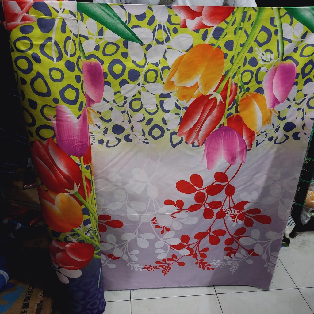 Bahan Kain Sprei Meteran Katun Microtex Disperse Motif Bunga | Griya Sprei