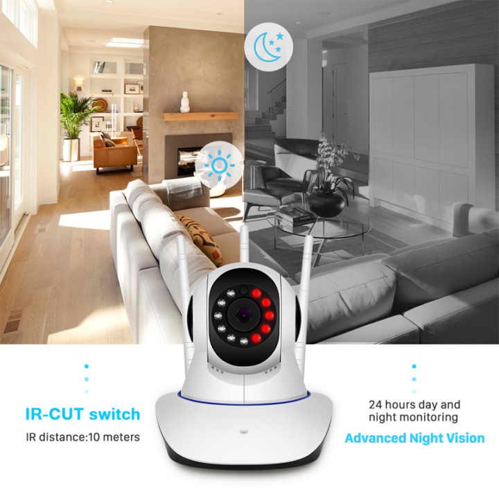 IP CAMERA CCTV WIRELESS WIFI ROTARY 3 ANTENA 1080HD/IP CAM HOME SECURITY APP V380 KAMERA