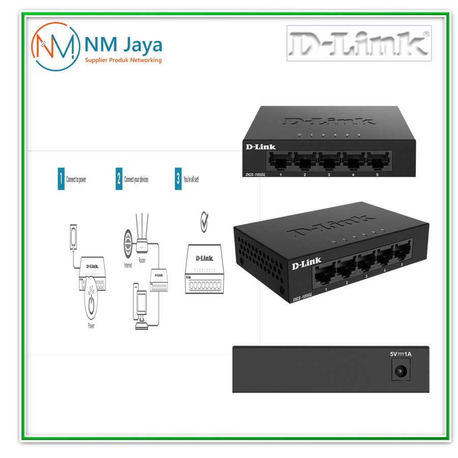 D-LINK DGS-105GL 5-port Gigabit Switch Metal Case Dlink DGS105 GL