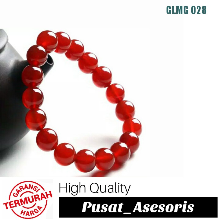 Gelang Kesehatan Red Jade / Giok Asli Merah Dingin Stone Natural Berkhasiat Garansi / Pria Wanita