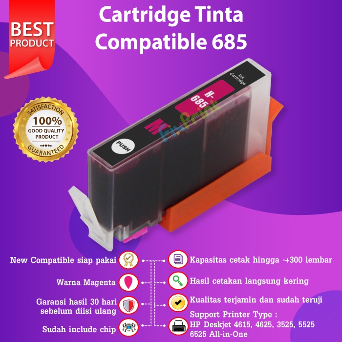 Cartridge Tinta Compatible HP 685 Black Printer 4615 4625 3525 5525 6525