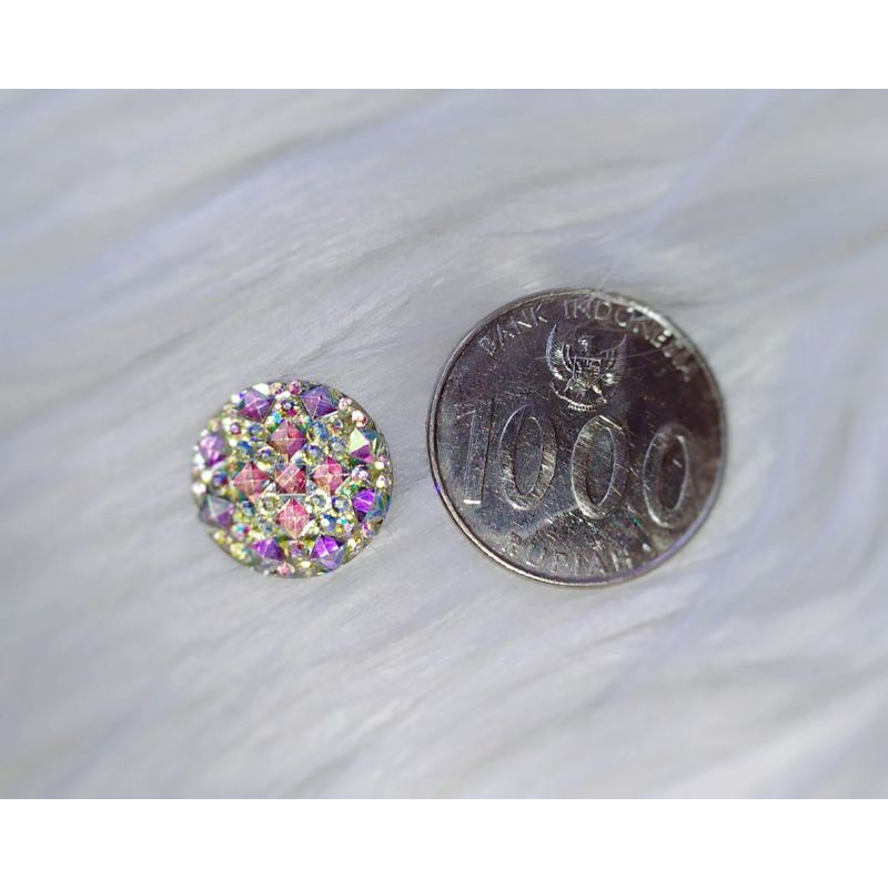 GEMS ETNIK GEMS BULAT NAIL ART BERKILAU SIZE 16mm GEMS PELANGI BESAR AKSESORIS HENNA