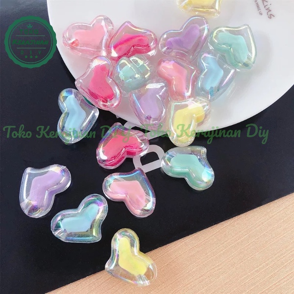 [ 10 pcs ] Manik Manik Mote hati Love Isi Doff Mute Bunga Bahan Craft &amp; DIY