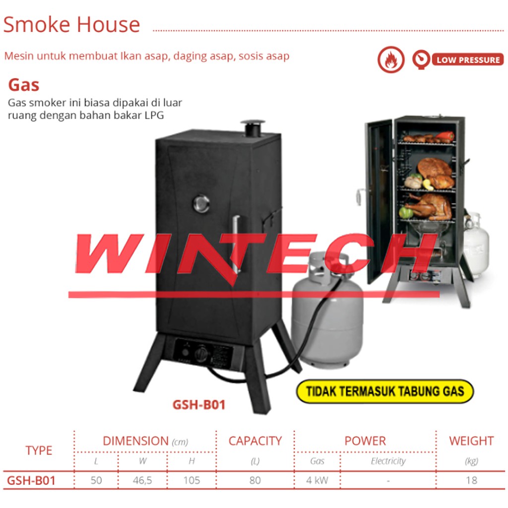Getra GSH-B01 Gas Smoke House - Mesin Daging Sosis Ikan Asap Gas - Mesin Pembuat Daging Asap - Biasa