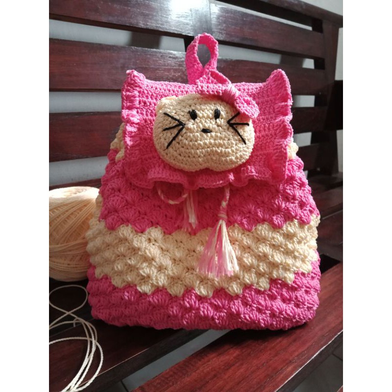 TAS RANSEL HELLO KITTY // TAS RAJUT RANSEL // TAS ANAK HELLO KITTY // TAS RANSEL ANAK