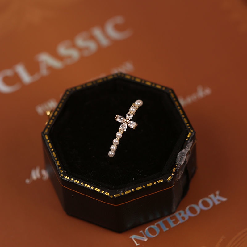 cincin wanita Korean style elegant and fashionable square zircon flower open ring