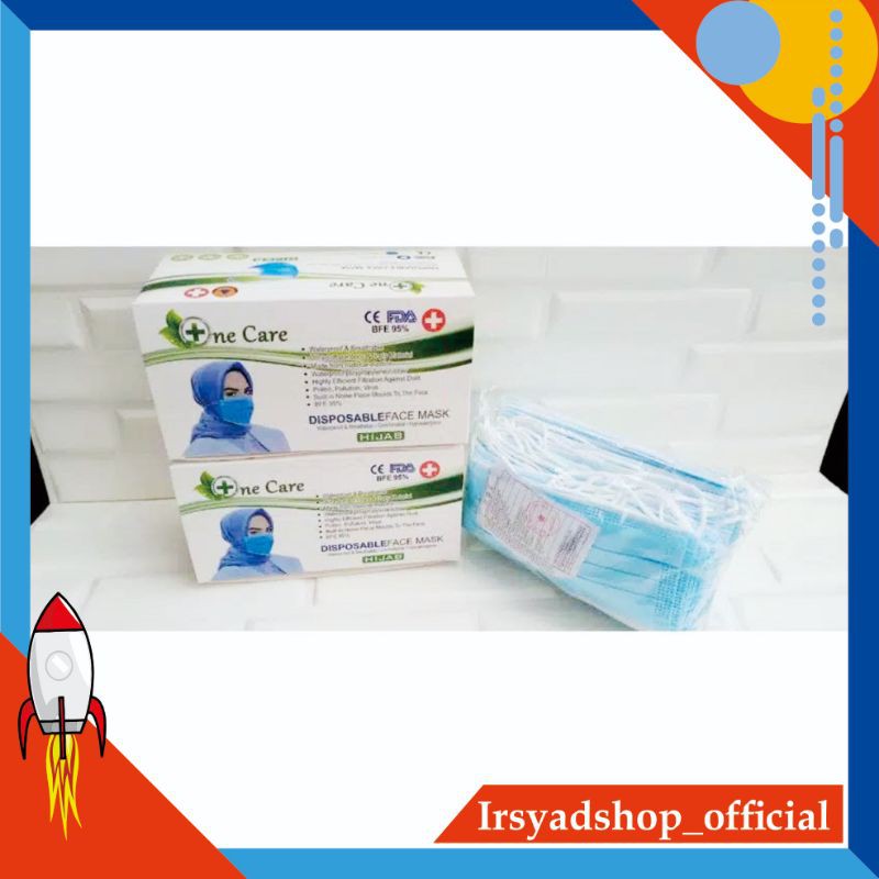 MASKER HIJAB NE CARE MASKER HEADLOOP 3 PLY DISPOSABLE FACE MASK