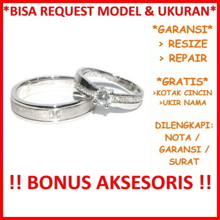 Cincin Kawin Tunangan Couple Emas Dan Platinum Gratis Ukir Nama Garansi Asli Bisa Pesan Model Id625