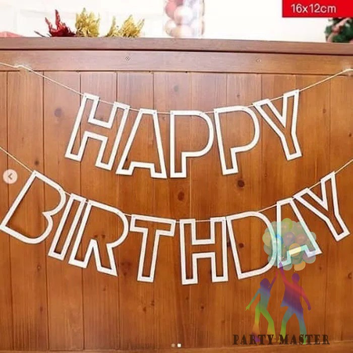 PartyMaster Banner Hollow Happy Birthday Gold / Silver