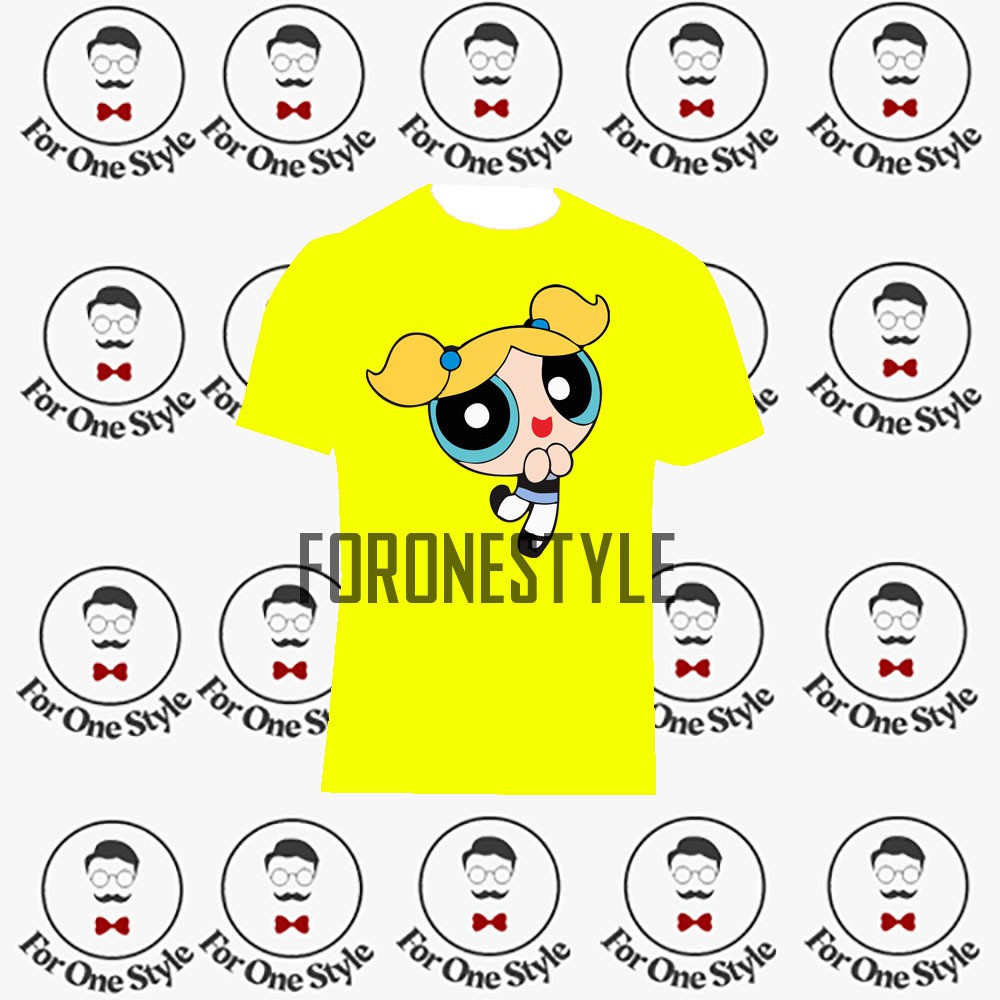 Kaos powerpuff girl BUBBLES - Tshirt Baju Powepuff girl - Baju Kartun Anak Dewasa Murah