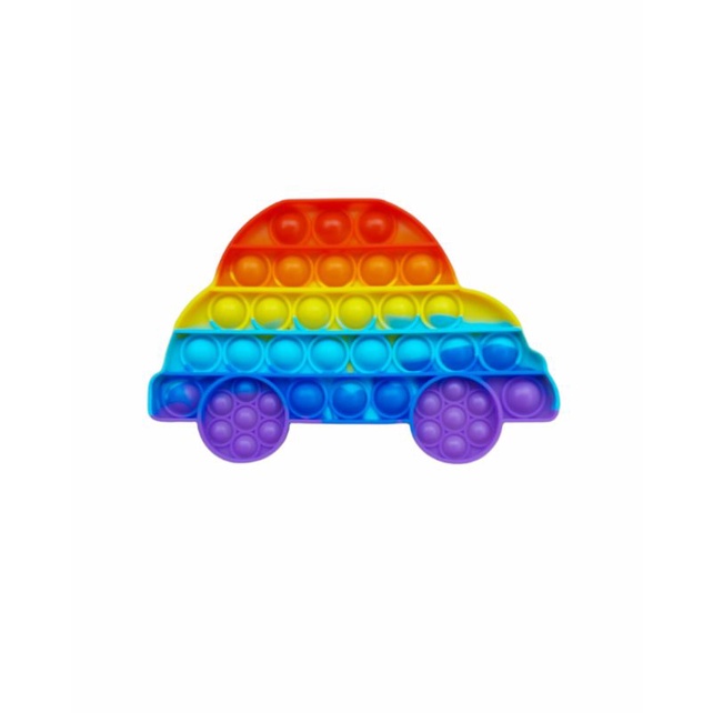 BUBBLE POP IT FIDGET TOY RAINBOW ukuran 12x12 || MAINAN EDUKASI ANAK KARAKTER PUSH POP IT-Mobil