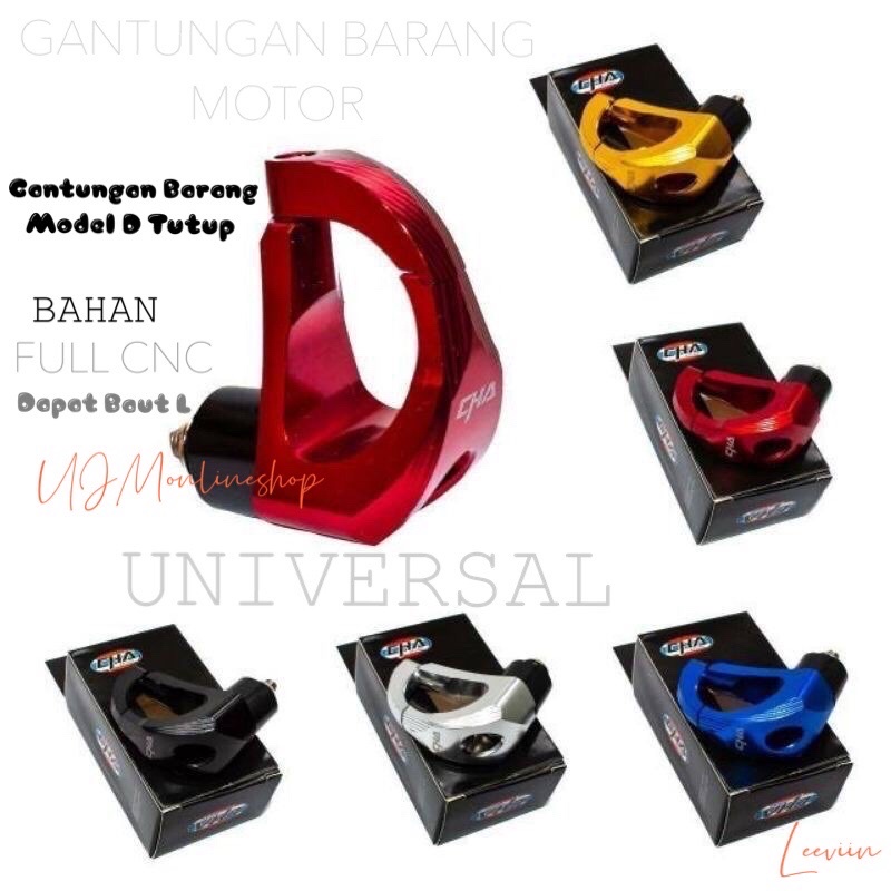 Gantungan Barang CNC Model D Tutup Universal Nmax/Xmax/Aerox/Lexi/Vario125/150/Beat fi/Scoopy/Mio M3