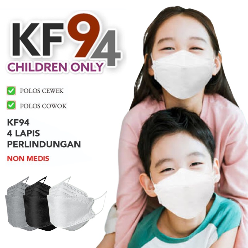 Masker Anak Kf94 Masker kf 94 Anak Polos Korea 4ply 10pcs Earloop Mask Disposable Sekali Pakai Masker Polos Pilihan Warna Putih Hitam Abu Masker Korea Maske Anak Korea