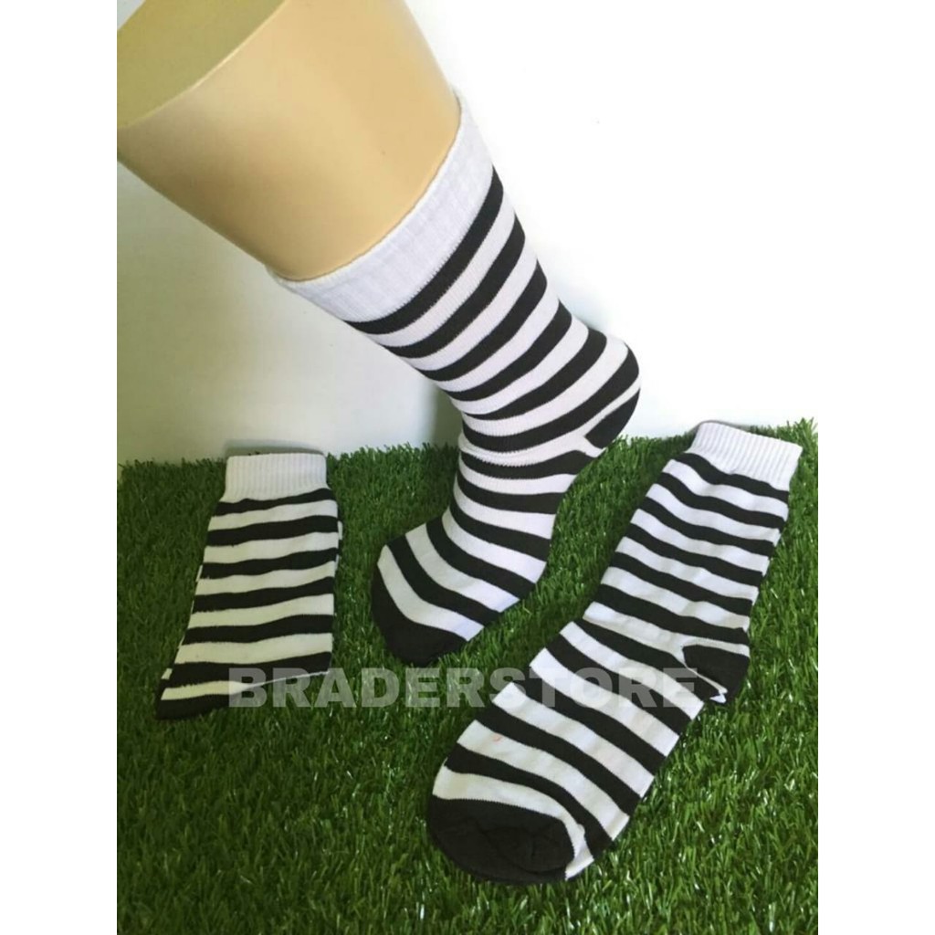  Kaos  Kaki  motif  Zebra belang2 hitam putih old school anak 