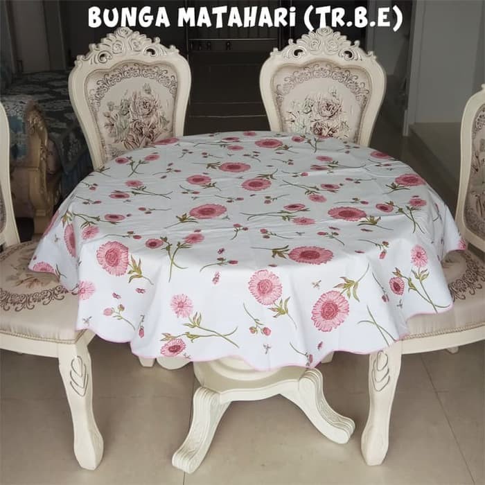 (BIG SIZE) Taplak Meja Makan Bulat Bulet Ruang Tamu Anti Air Alas PVC / Round Tablecloths 150x150cm