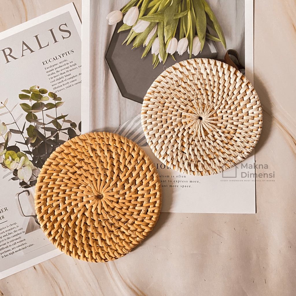 Jual Tatakan Rotan Tatakan Gelas Aesthetic Coaster Rotan Coaster Tatakan Piring Rattan