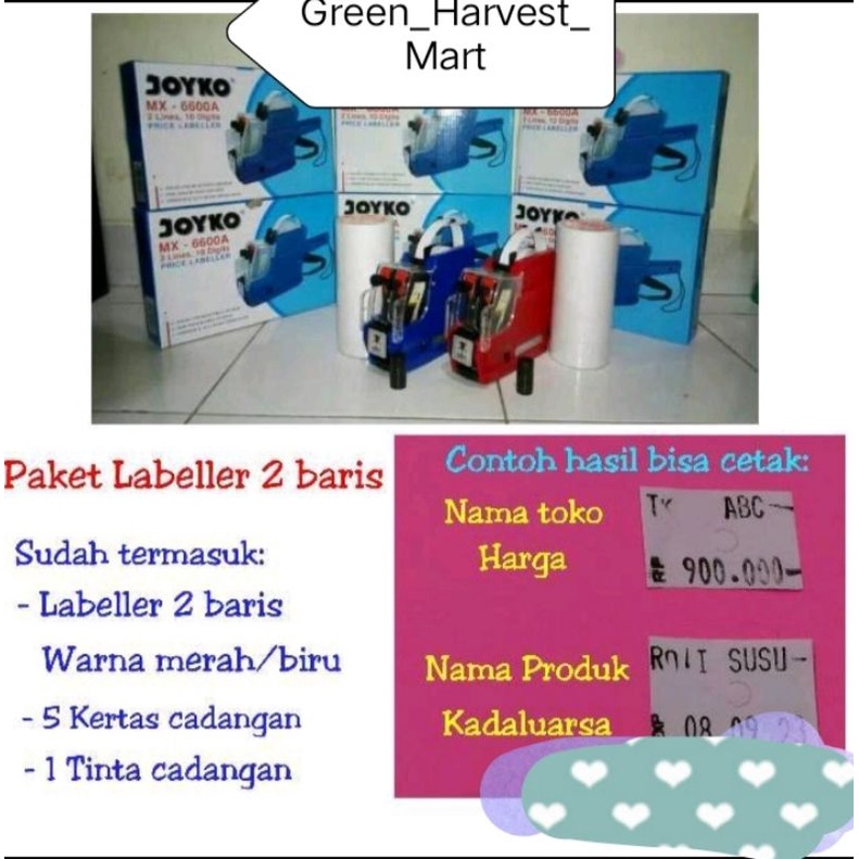 

PAKET ALAT CETAK LABEL MERK BANDROL HARGA 2 BARIS HURUF & ANGKA PRICE LABELLER + ISI