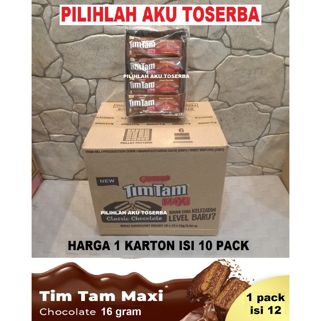 Tim Tam Maxi Classic Chocolate 16 gram, ( HARGA 1 KARTON ISI 10 PACK )