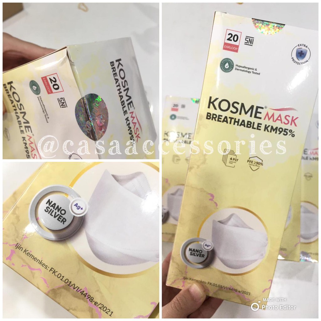 MS Glow Kosme Mask Masker Earloop Nano Silver spt Sensi Convex Mask 4 Ply